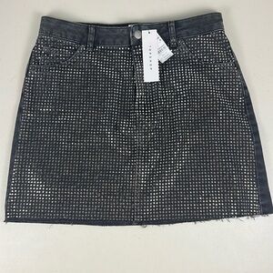 TopShop‎ Black Denim Sequin Skirt NWT